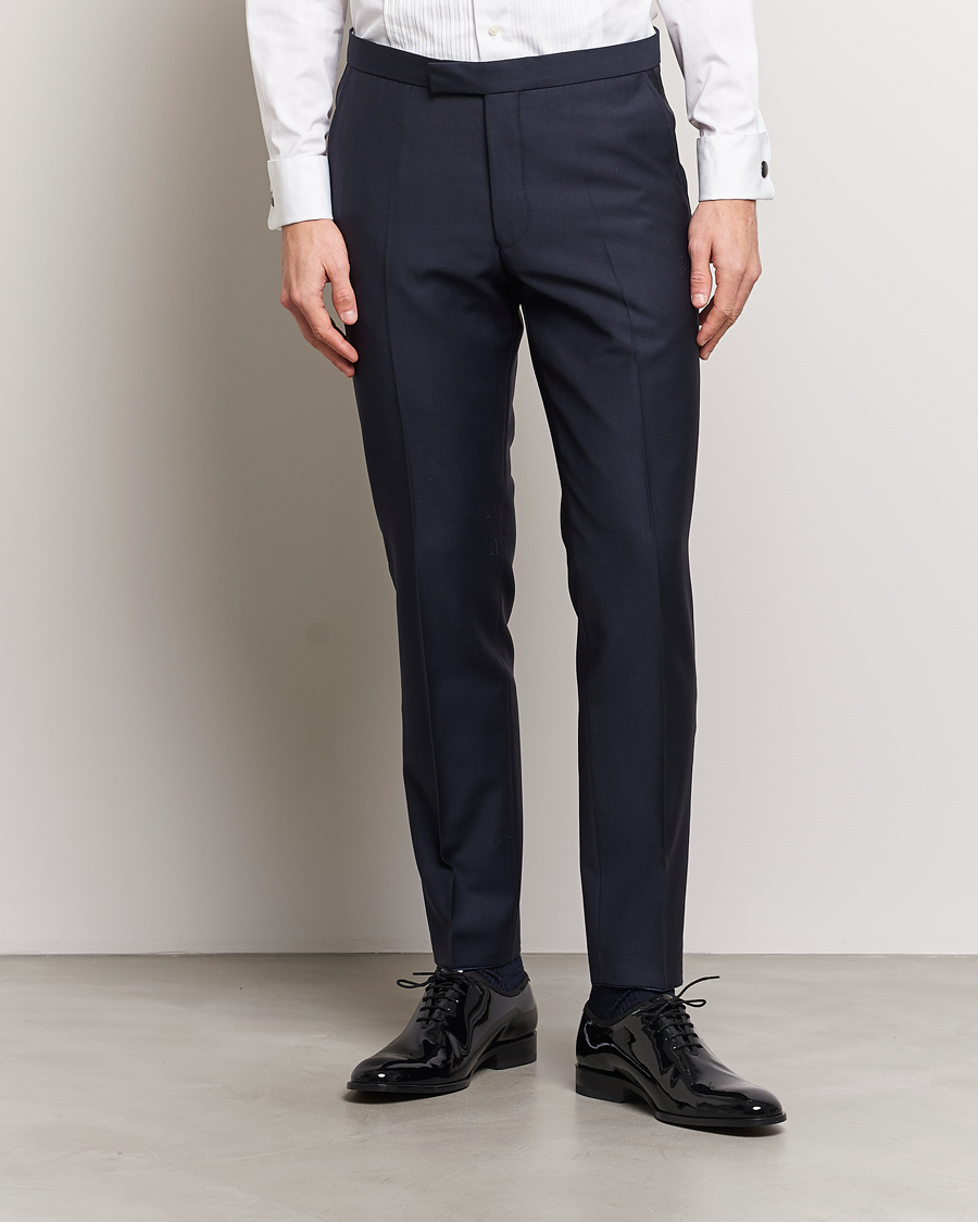 Herre | Tøj | Oscar Jacobson | Denz Wool Tuxedo Trousers Navy