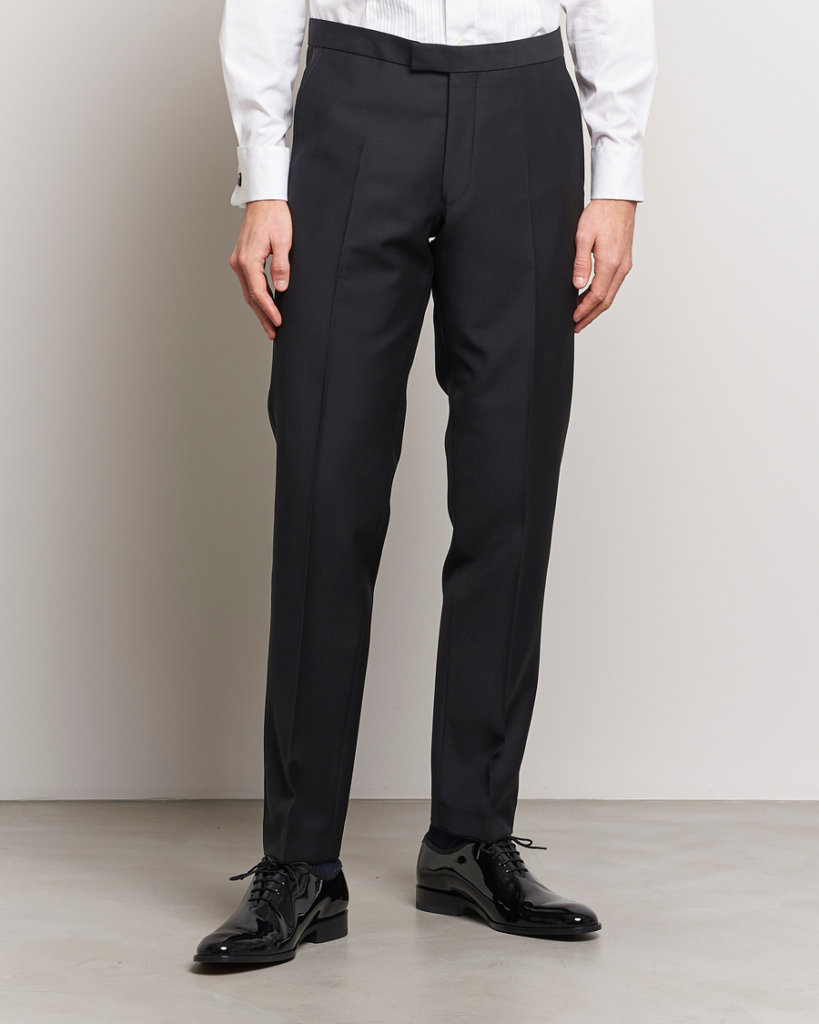 Herre | Tøj | Oscar Jacobson | Denz Straight Wool Tuxedo Trousers Black