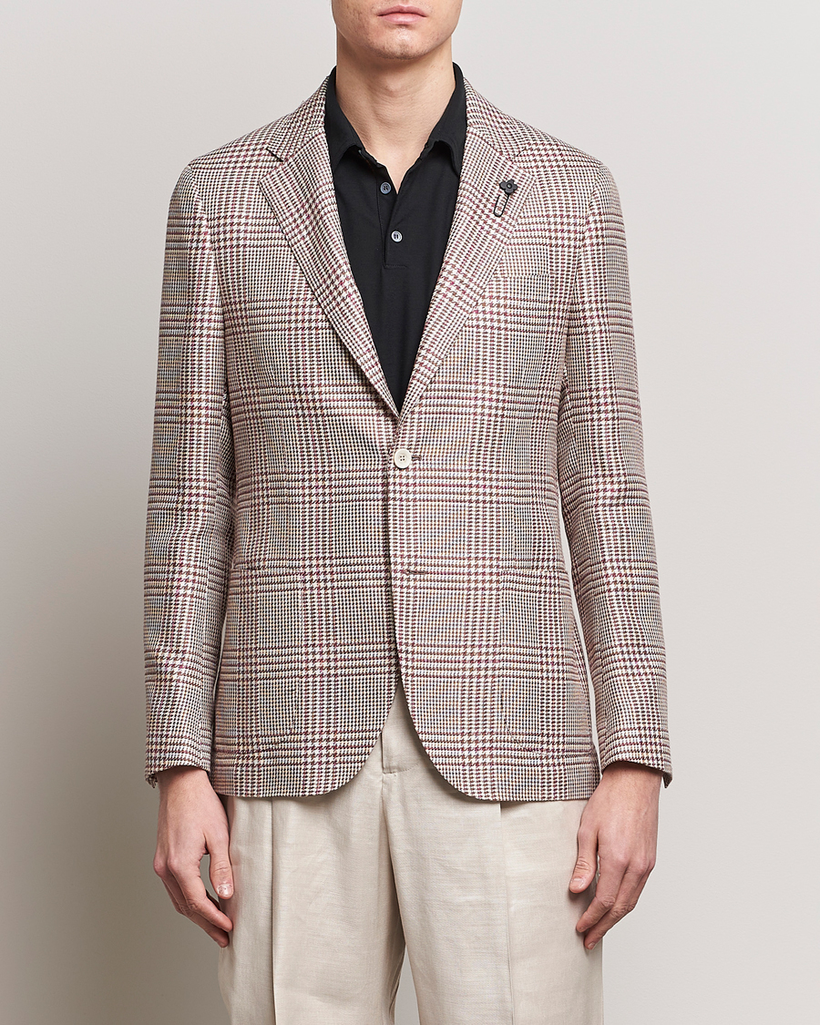 Herre | Blazere & jakker | Lardini | Checked Cotton/Linen Patch Pocket Blazer Beige