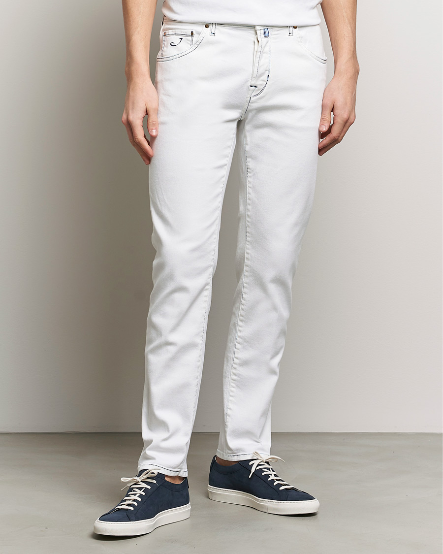 Herre | Hvide jeans | Jacob Cohën | Scott Portofino Slim Fit Stretch Jeans White