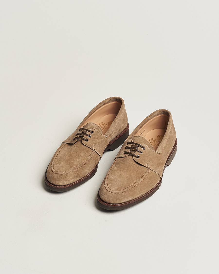 Herre | Sejlersko | Crockett & Jones | Falmouth Deck Shoes Khaki Suede