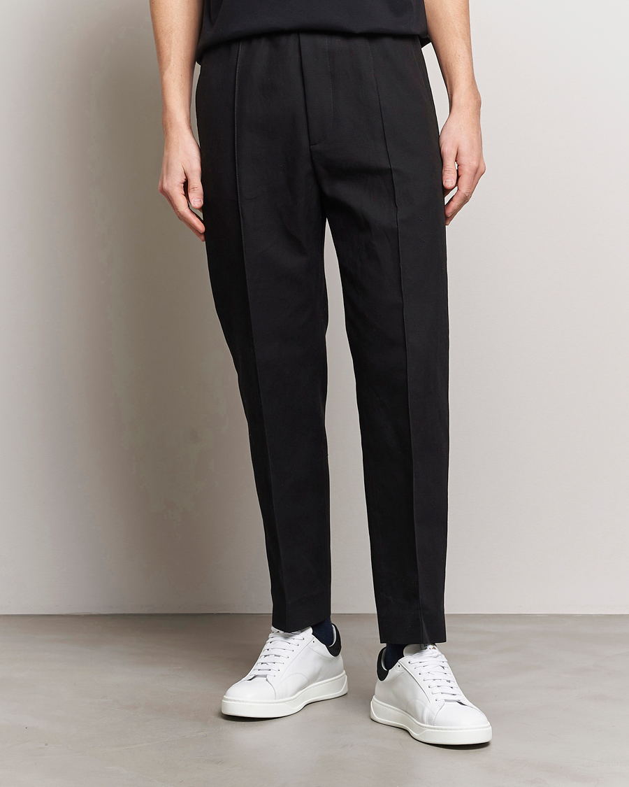 Herre | Tøj | Lanvin | Cotton/Linen Drawstring Trousers Black