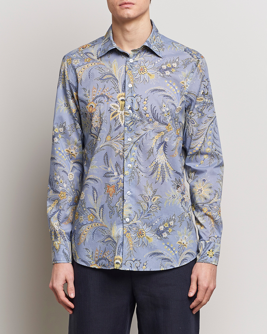 Herre | Casualskjorter | Etro | Slim Fit Floral Print Shirt Azzurro