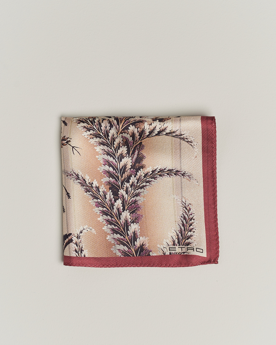Herre | Afdelinger | Etro | Printed Silk Pocket Square Beige/Burgundy