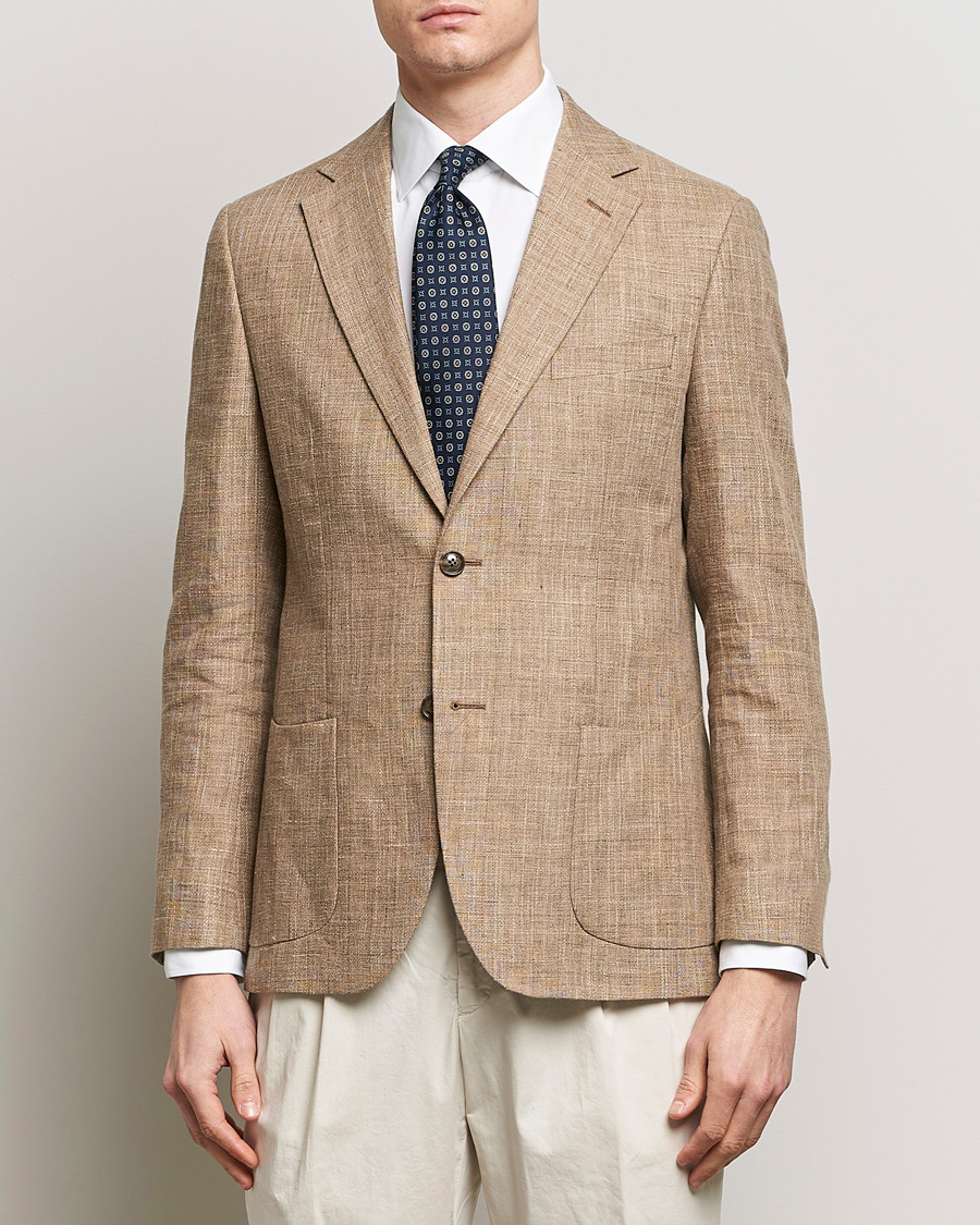 Herre | Blazere & jakker | Morris Heritage | Mike Cotton/Linen Structure Blazer Light Brown