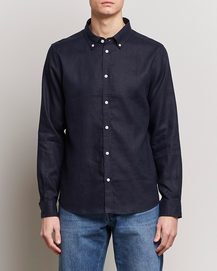 Herre | Tøj | LES DEUX | Kristian Linen Button Down Shirt Dark Navy
