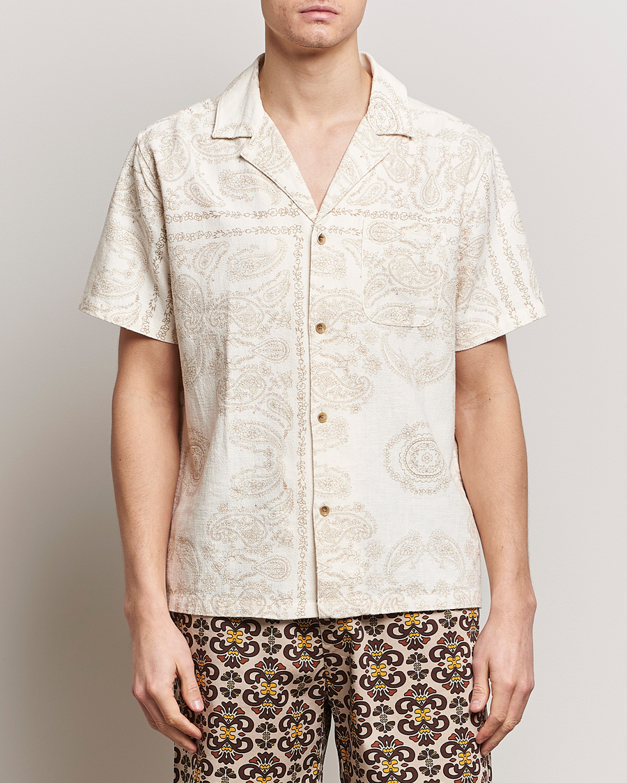 Herre | Tøj | LES DEUX | Lesley Paisley Short Sleeve Shirt Light Ivory