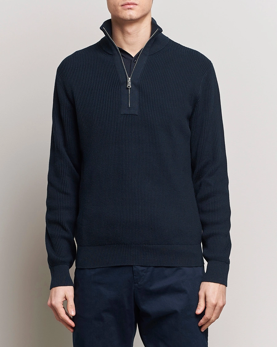 Herre | Tøj | J.Lindeberg | Alex Half Zip Organic Cotton Sweater Navy
