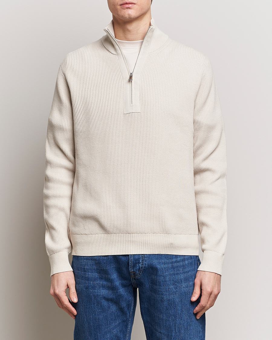 Herre | Tøj | J.Lindeberg | Alex Half Zip Organic Cotton Sweater Moonbeam