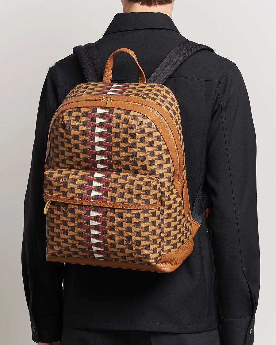 Herre | Tilbehør | Bally | Pennant Monogram Leather Backpack Brown