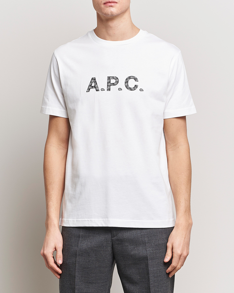 Herre | Kortærmede t-shirts | A.P.C. | Paisley Logo Crew Neck T-Shirt White