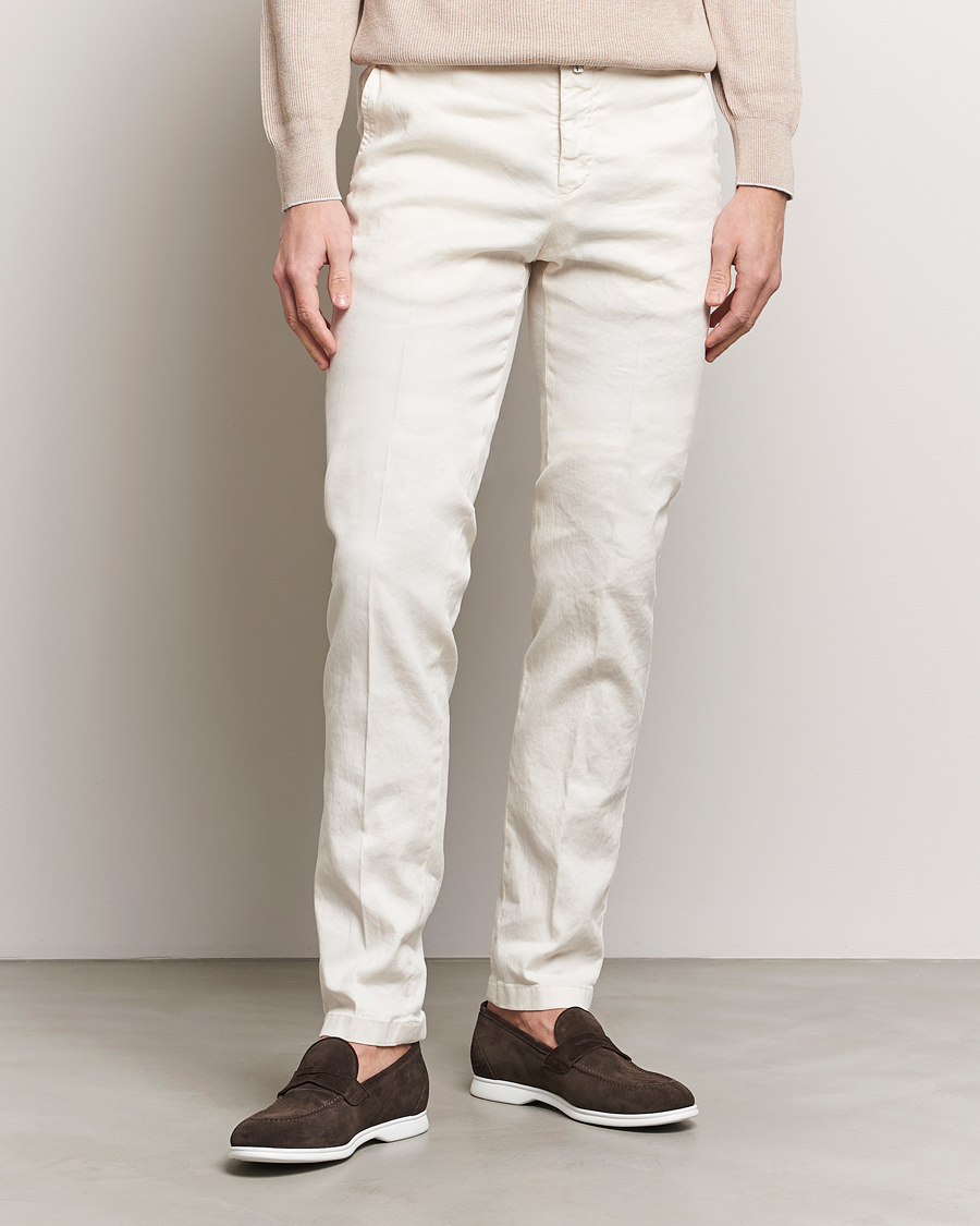 Herre | Tøj | Kiton | Linen Trousers Light Beige