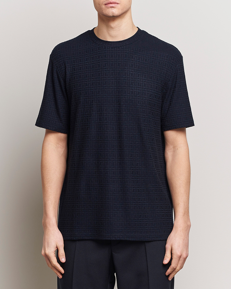 Herre | Giorgio Armani | Giorgio Armani | Short Sleeve Cashmere Stretch T-Shirt Navy