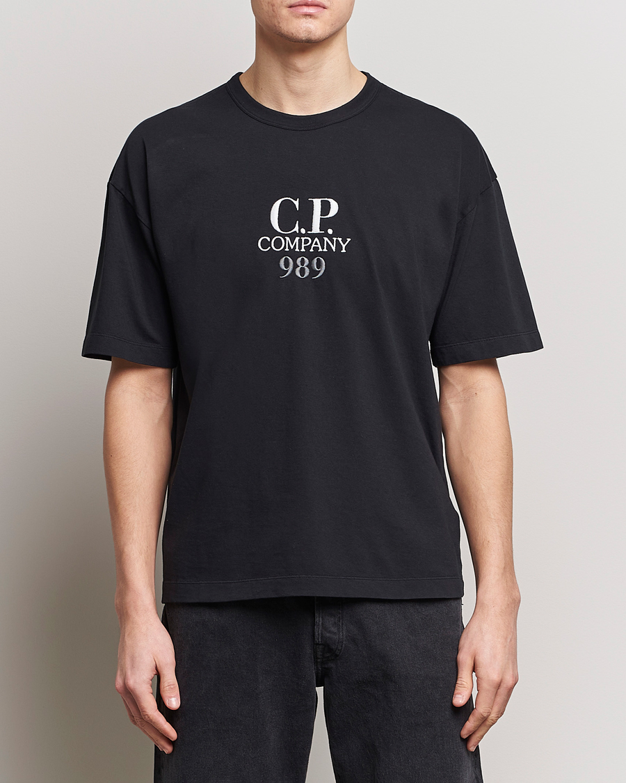 Herre | Sorte t-shirts | C.P. Company | Brushed Cotton Embroidery Logo T-Shirt Black