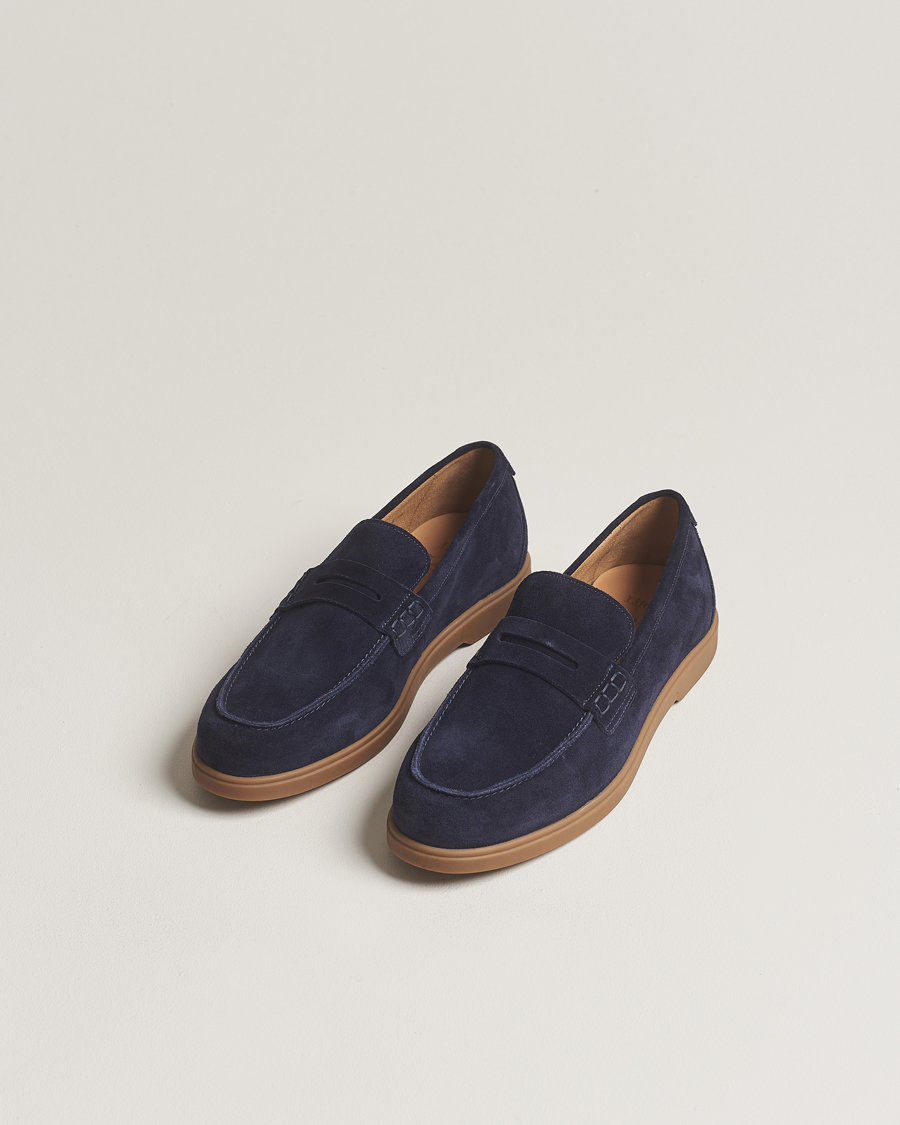 Herre | Best of British | Loake 1880 | Lucca Suede Penny Loafer Navy