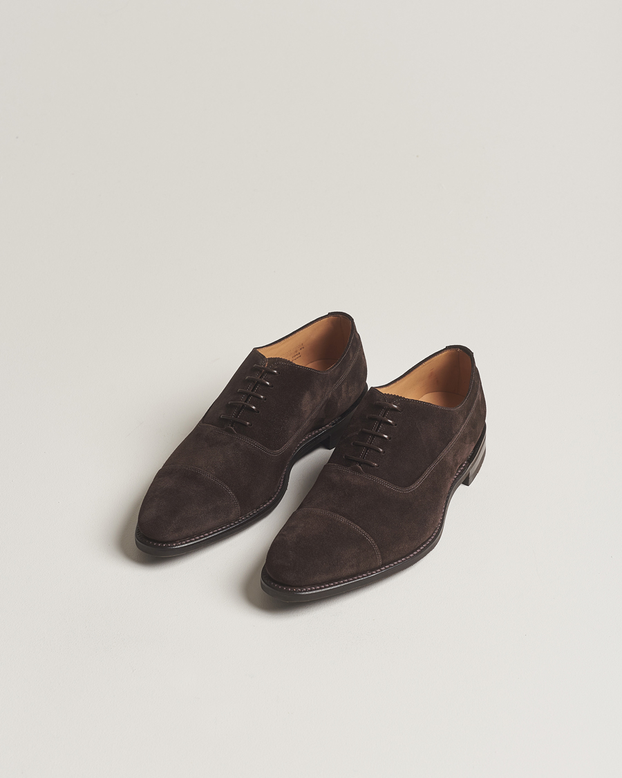 Herre | Håndlavede sko | Loake 1880 | Truman Suede Oxford Toe Cap Dark Brown