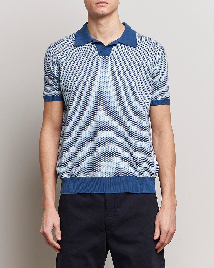 Herre | Tøj | Oscar Jacobson | Dalius Structured Cotton Polo Blue