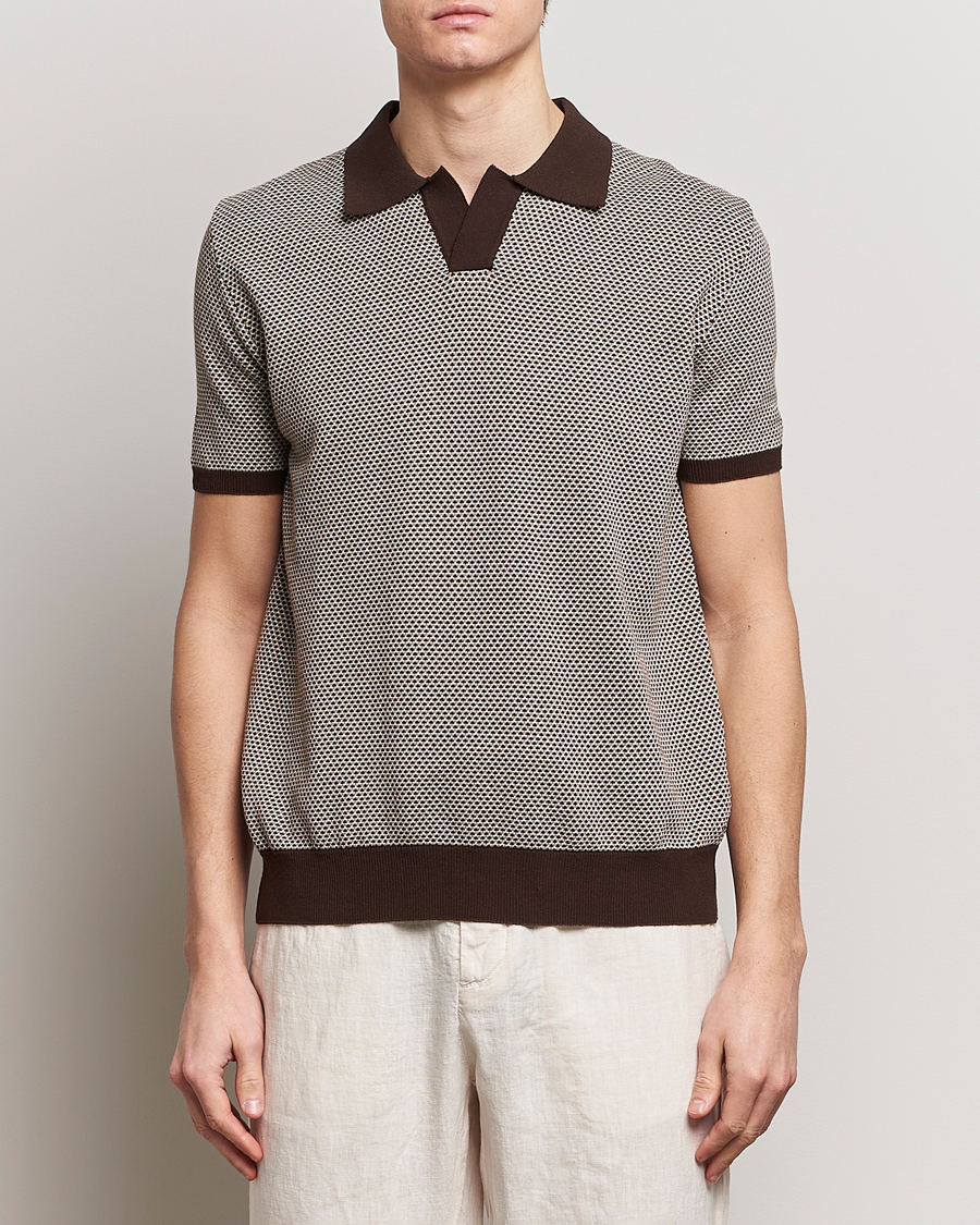 Herre | Tøj | Oscar Jacobson | Dalius Structured Cotton Polo Brown