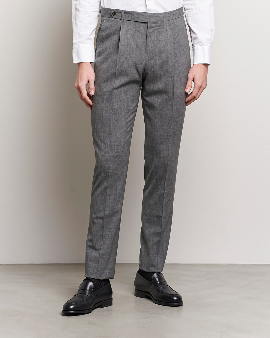 Herre | Habitbukser | PT01 | Gentleman Fit Wool Stretch Trousers Medium Grey