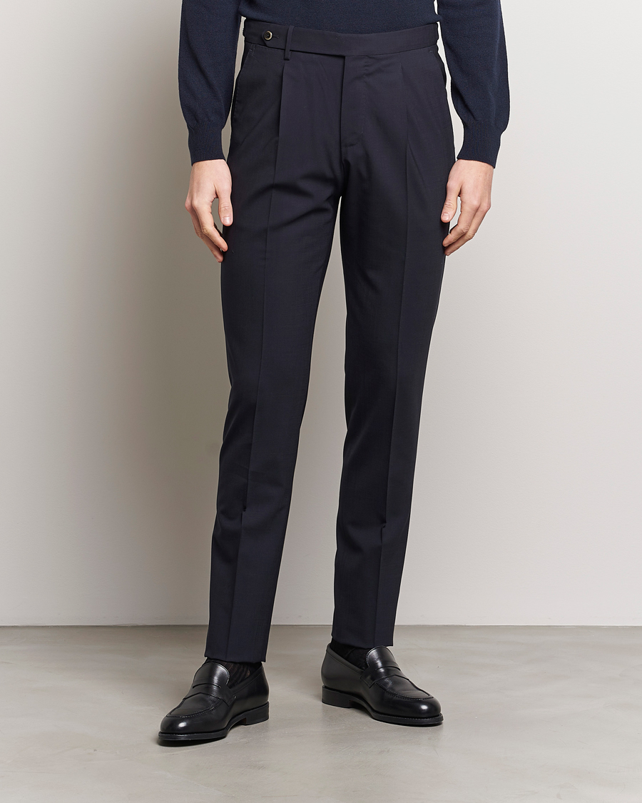 Herre | Habitbukser | PT01 | Gentleman Fit Wool Stretch Trousers Navy