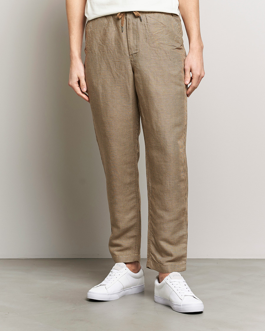 Herre | Polo Ralph Lauren | Polo Ralph Lauren | Prepster V2 Linen Trousers Brown Dogstooth