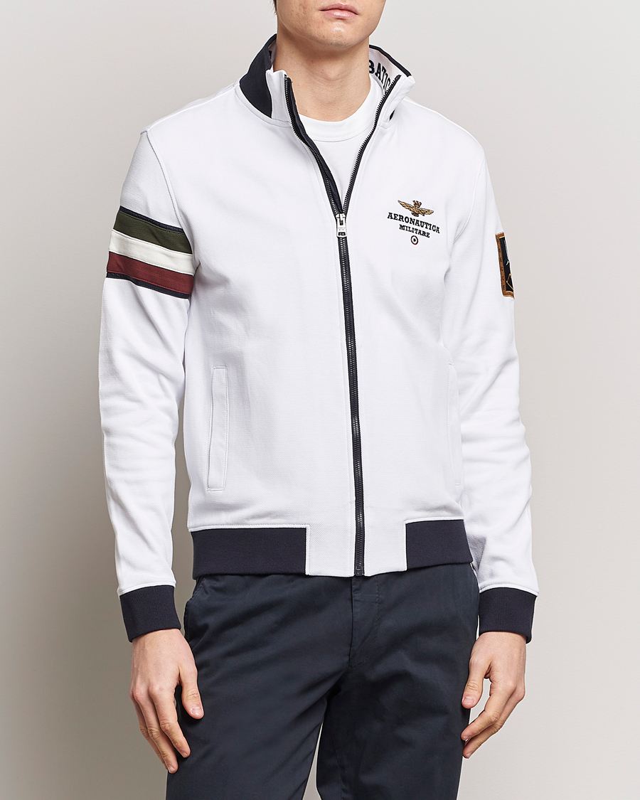 Herre | Tøj | Aeronautica Militare | Full Zip Tricolori Sweater Off White