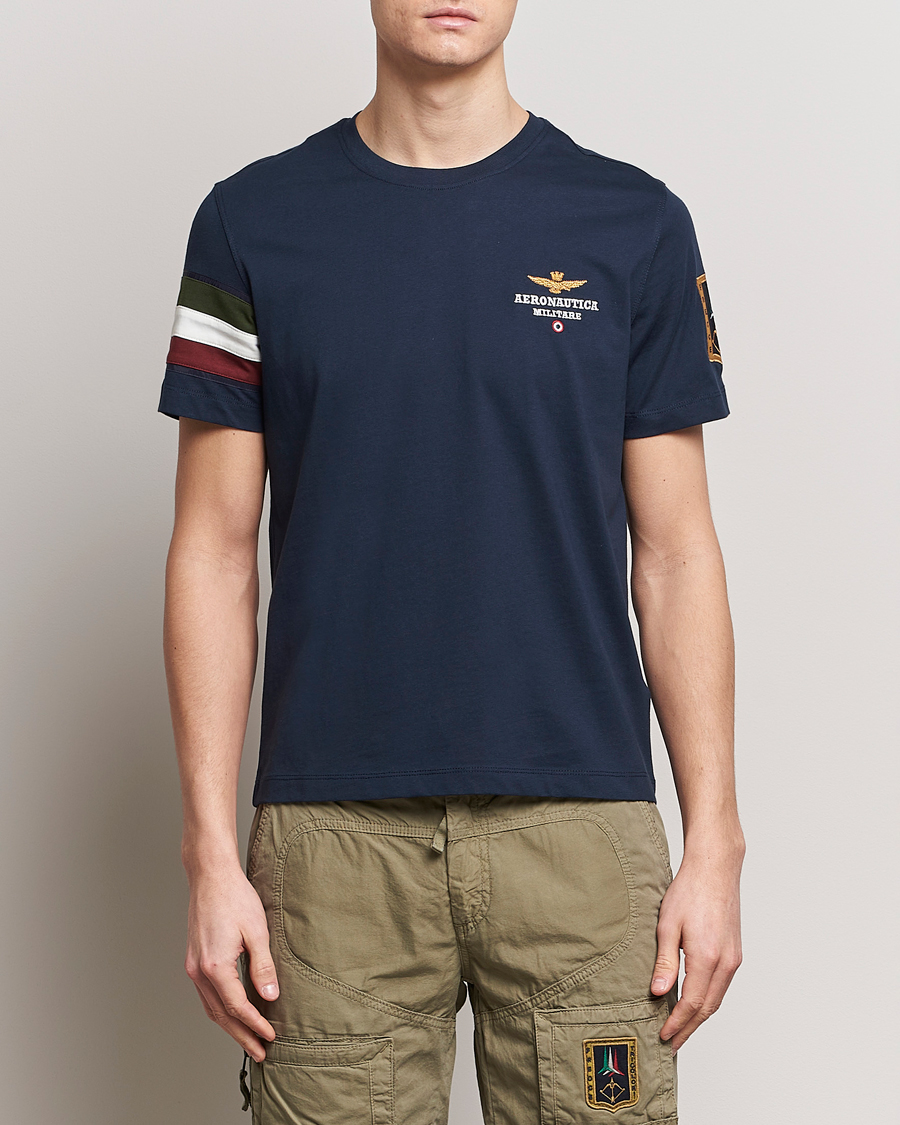 Herre | Tøj | Aeronautica Militare | Tricolori Crew Neck T-Shirt Navy