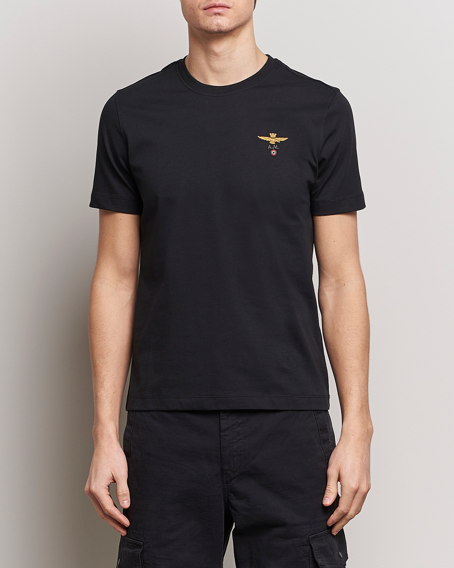 Herre | Sorte t-shirts | Aeronautica Militare | TS1580 Crew Neck T-Shirt Jet Black