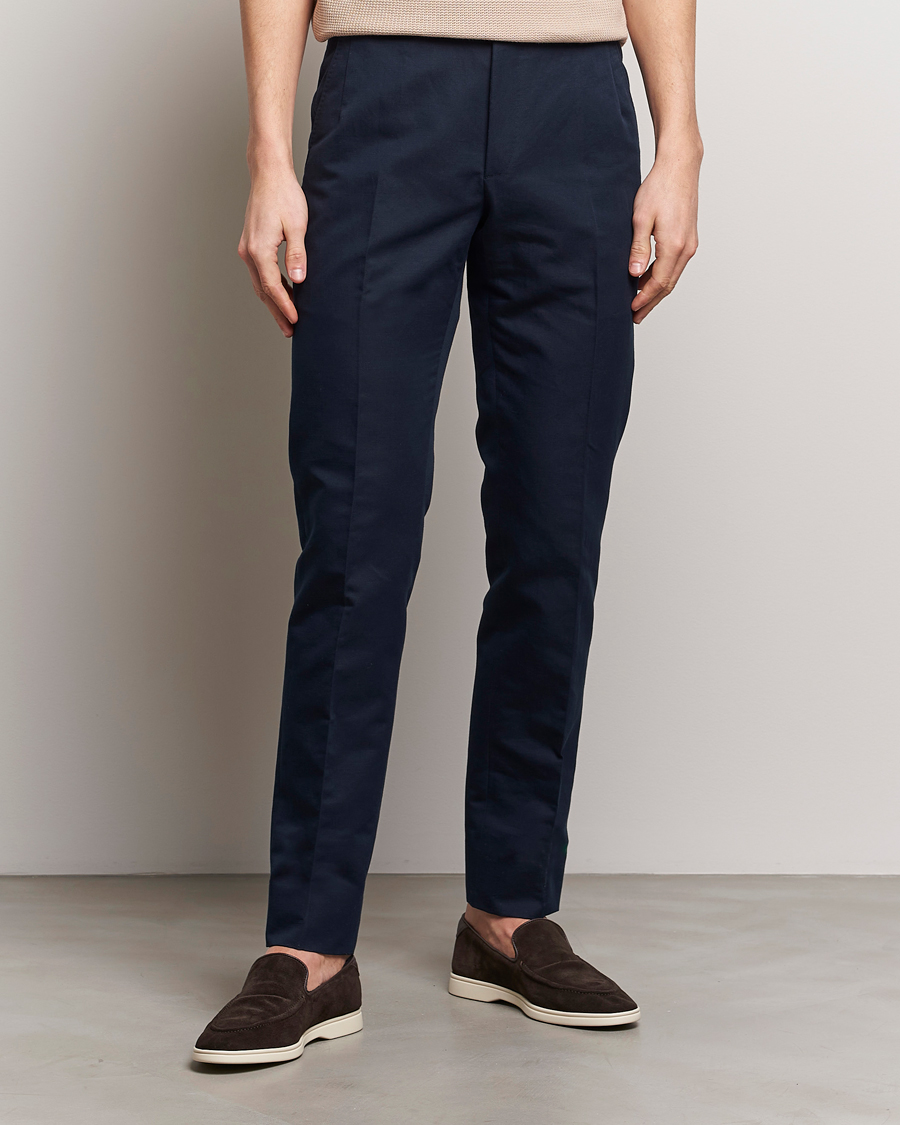 Herre | Tøj | Brioni | Cotton/Linen Sport Trousers Navy