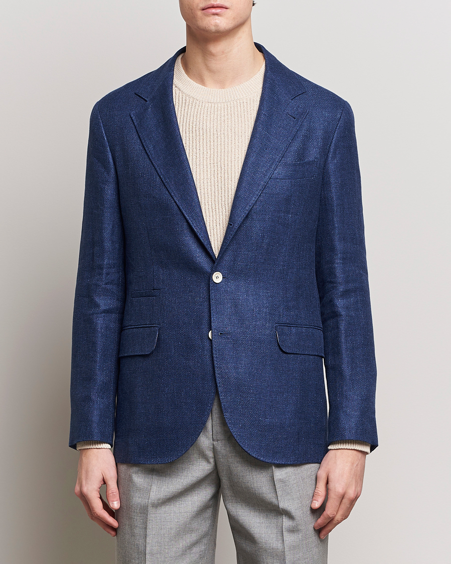 Herre | Tøj | Brunello Cucinelli | Linen/Silk Blazer Indigo Blue