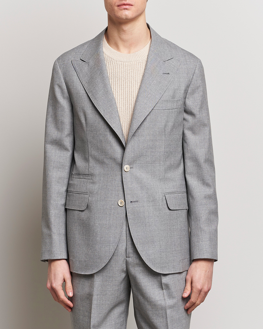 Herre | Tøj | Brunello Cucinelli | Peak Lapel Wool Blazer Light Grey