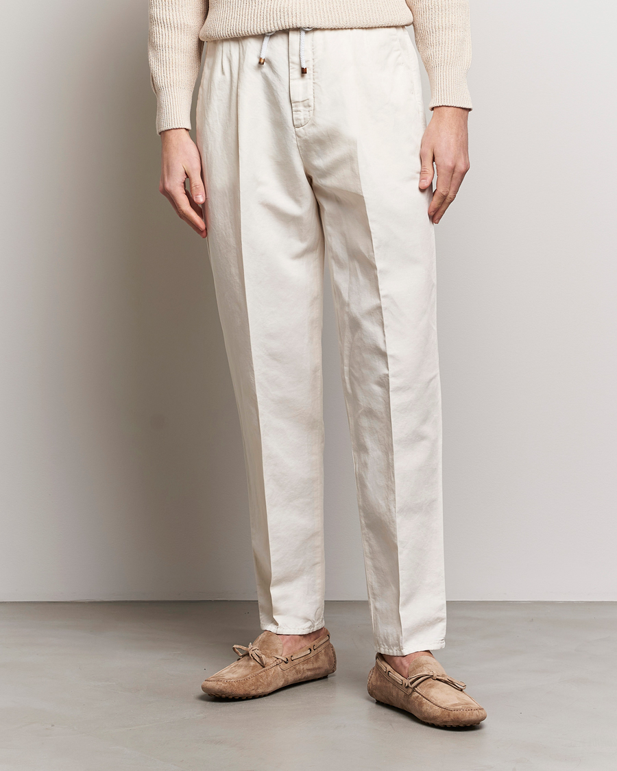 Herre | Tøj | Brunello Cucinelli | Cotton/Linen Drawstring Pants Off White