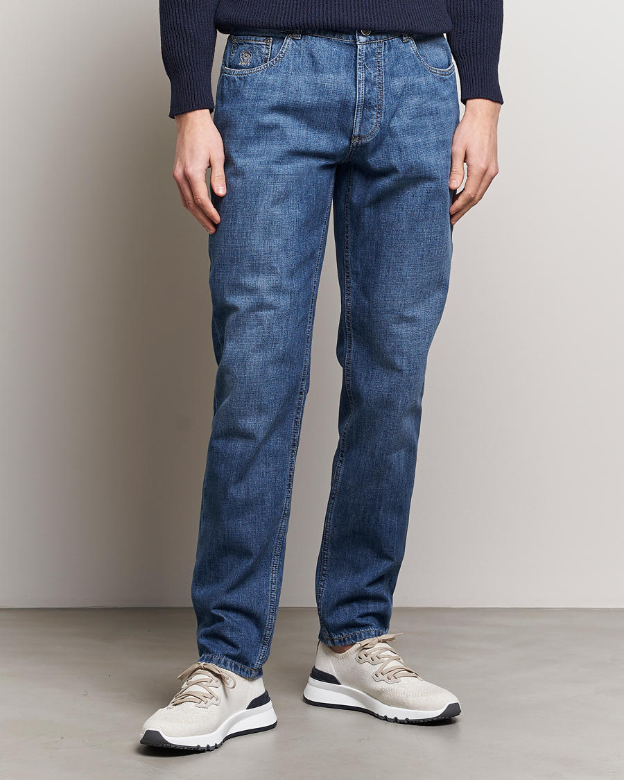 Herre | Tapered fit | Brunello Cucinelli | Traditional Fit Jeans Dark Blue Wash
