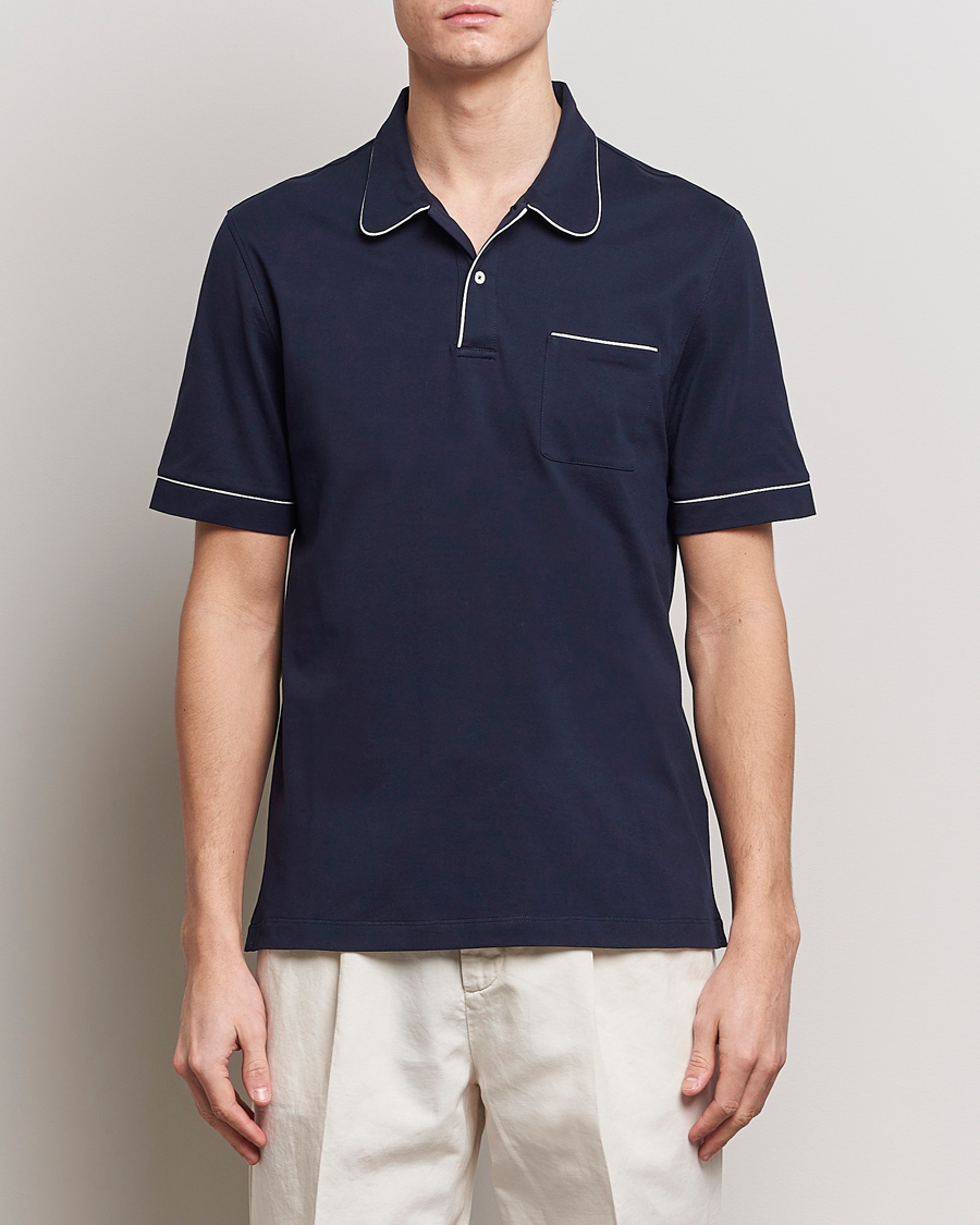 Herre | Tøj | Brunello Cucinelli | Short Sleeve Resort Polo Navy