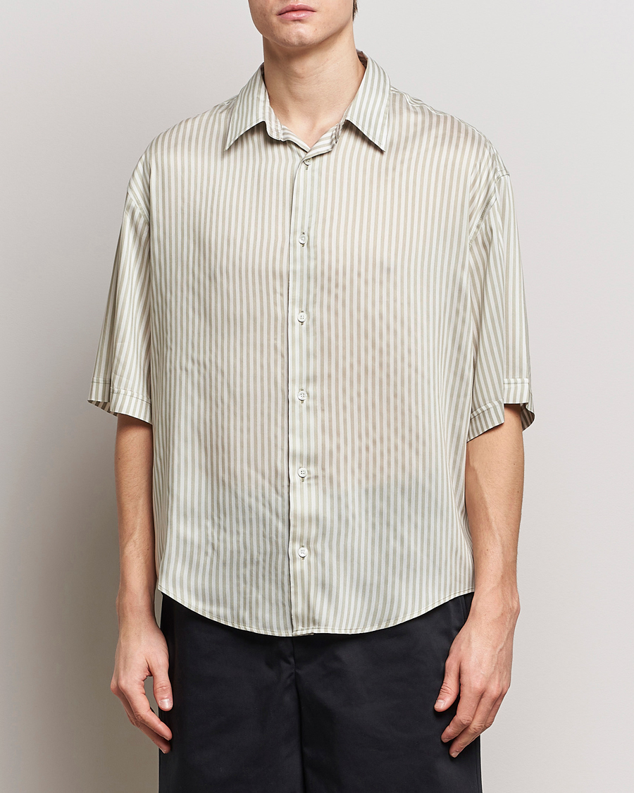 Herre | Kortærmede skjorter | AMI | Boxy Fit Striped Short Sleeve Shirt Chalk/Sage
