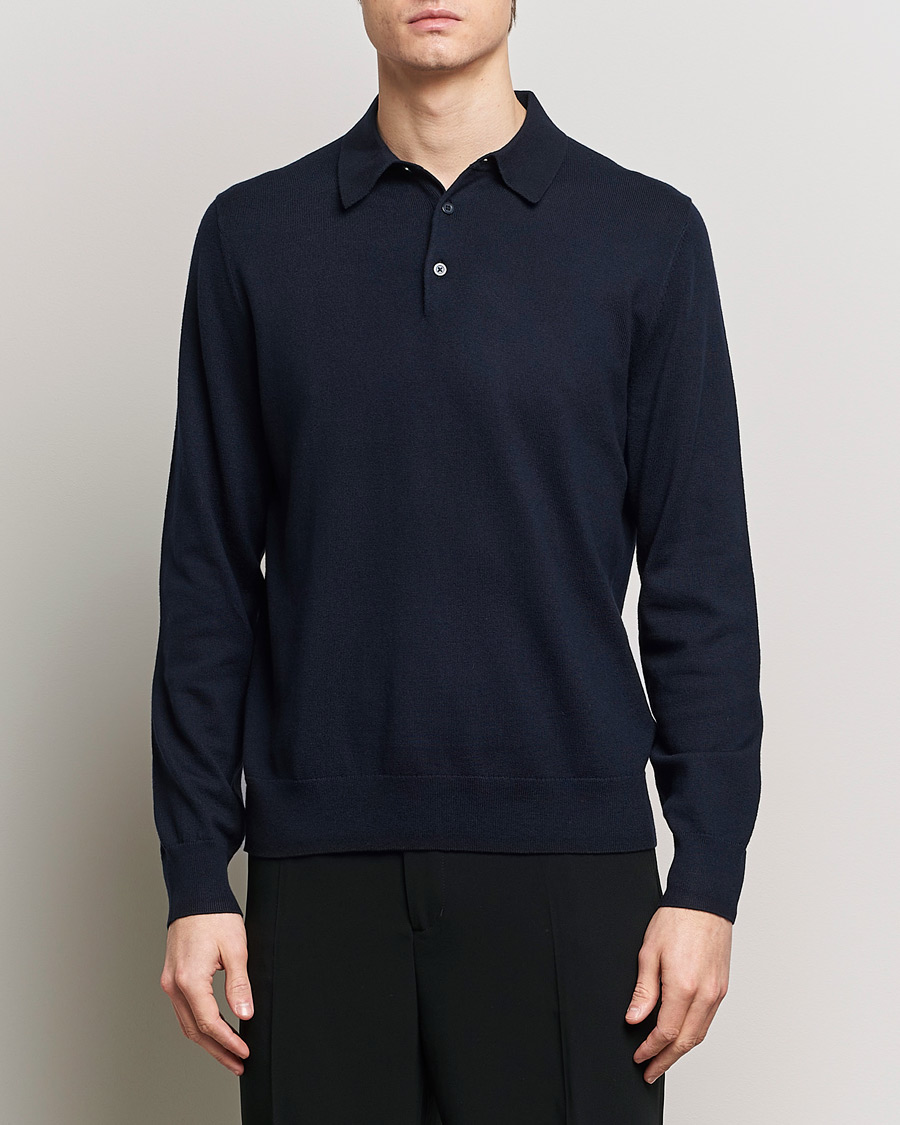 Herre | Strikkede polotrøjer | Filippa K | Knitted Polo Shirt Navy