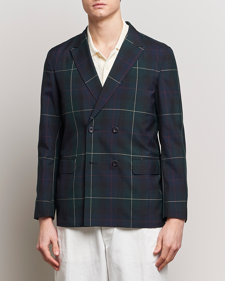 Herre | Blazere & jakker | BEAMS PLUS | Double Breasted Plaid Wool Blazer Green Plaid