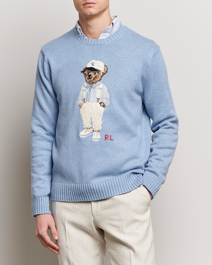 Herre | Nyheder | Polo Ralph Lauren | Knitted Hemingway Bear Sweater Driftwood Blue