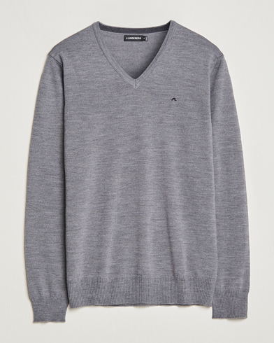 Pullovers med v-hals |  Lymann True Merino V-Neck Pullover Grey