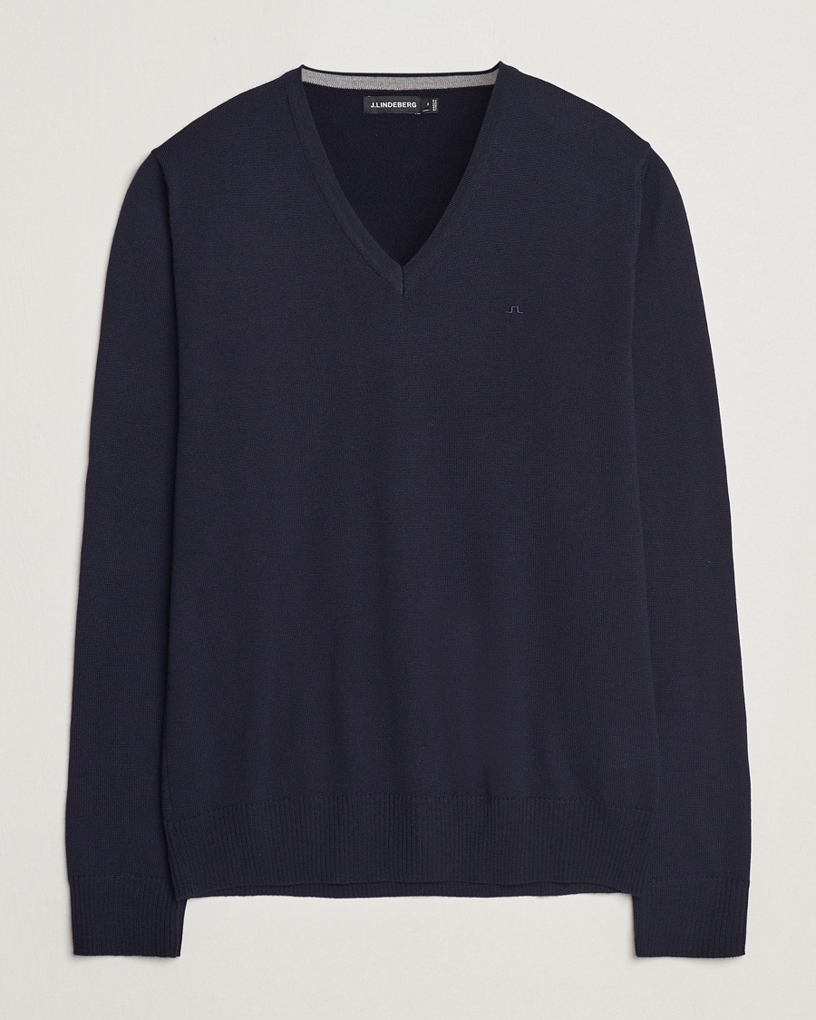 J.Lindeberg Lymann True Merino V-Neck Pullover Navy – Blå