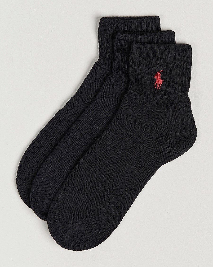 Polo Ralph Lauren 3-Pack Sport Quarter Socks Black – Sort