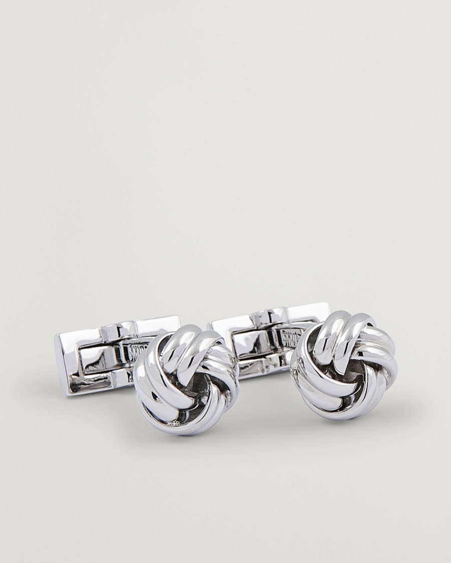  Cuff Links Black Tie Collection Knot Silver