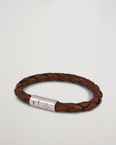 Herre |  | Skultuna | Leather Bracelet Plaited 7 by Lino Ieluzzi Brown