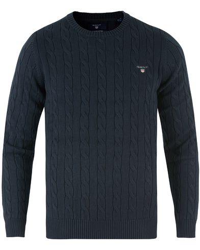  Cotton Cable Crew Pullover Evening Blue