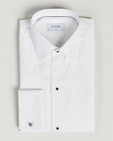 Herre | Festive | Eton | Slim Fit Tuxedo Shirt Black Ribbon White