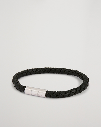 Herre |  | Skultuna | One Row Leather Bracelet Black Steel
