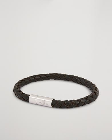 Herre | Skultuna | Skultuna | One Row Leather Bracelet Dark Brown Steel