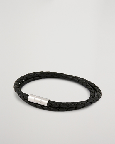 Herre | Tilbehør | Skultuna | Two Row Leather Bracelet Black Steel