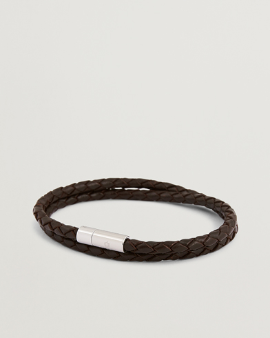 Herre |  | Skultuna | Two Row Leather Bracelet Dark Brown Steel