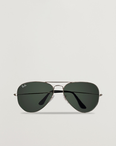 Pilotsolbriller |  Aviator Large Metal Sunglasses Silver/Grey Mirror